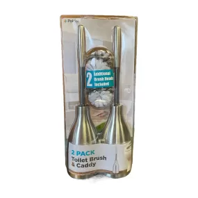 2 Pk Polder Stainless Steel Toilet Brush Caddy and Bonus Heads