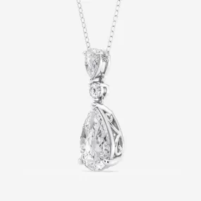 3.50 CT Pear Moissanite Diamond Three Stone Necklace