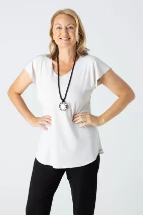 Almond Microfibre Short Sleeve Top