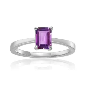 Amethyst Emerald Cut Solitaire Ring