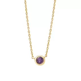 Amethyst Station Necklace Bezel Set in 14k Gold