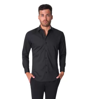 Bertigo Shirt | Austen-18 Solid Black Twill