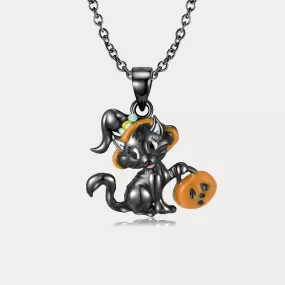 Black Cat Halloween Necklace