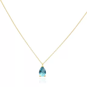 Blue Topaz Teardrop Pendant Necklace