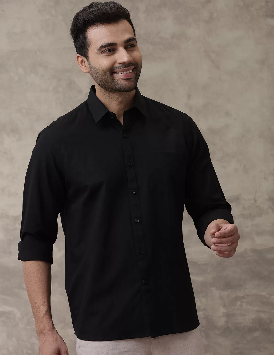 Couple Combo Black Shirt & Embroidery Kurti Set