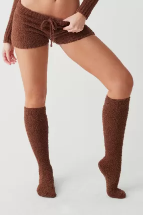 Cuddle Fuzzy High Socks - Chocolate Lily