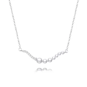 CZ Diamond 925 Sterling Silver Pearl Pendant Necklace