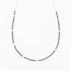 Diana Sapphire and Diamond Round Half Riviera Necklace