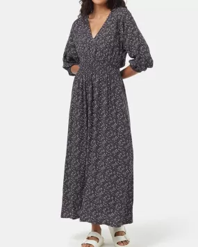 EcoWoven Crepe Dress in Graphite Floral