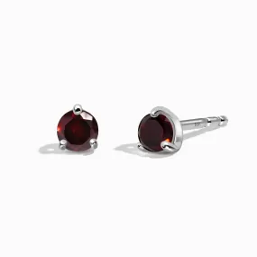 Garnet Solid Round Studs - January Birthstone