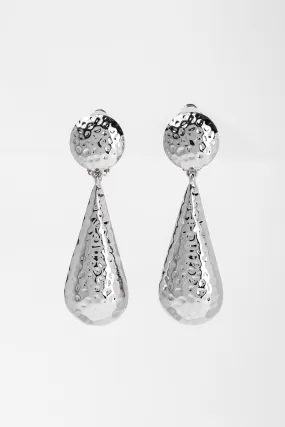 Giovanna Etched Drop Metal Clip-On Earrings