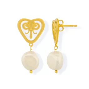 Handmade Gold Plated Silver Earrings Anthem With Pearls