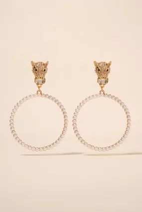 Jamila Leopard Rhinestone and Pearl Earrings