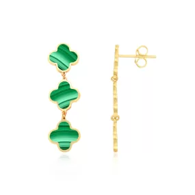 Malachite Clover Dangle Earrings