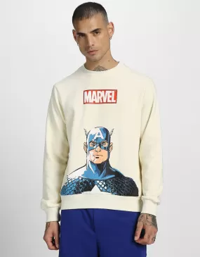 Marvel Beige Front Graphic Printed Sweatshirt