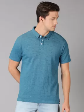 MEN'S BLUE SOLID SLIM FIT T.SHIRT