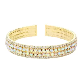 Rhinestone Pave Cuff Evening Bracelet