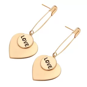 Safety Pin with Heart Drop (Love) Earring