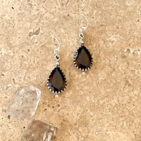 Smoky Quartz Earrings Set With Teardrop Gems - Rana