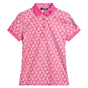 Womens Tour Tech TX Jersey Print Polo Geo Fuchsia Purple - SS24